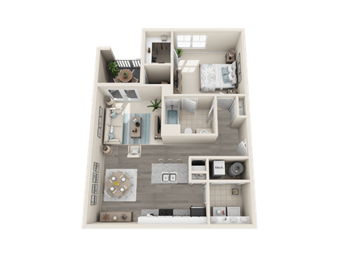 Floor plan for 1 bed, 1 bath, 818 sqft